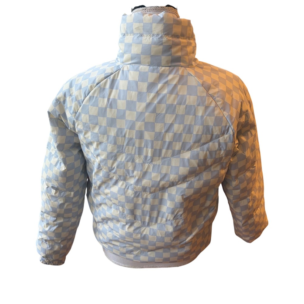 Marine Layer Archive Reversible Puffer Light Blue White Check Sz Small Down - Picture 3 of 13